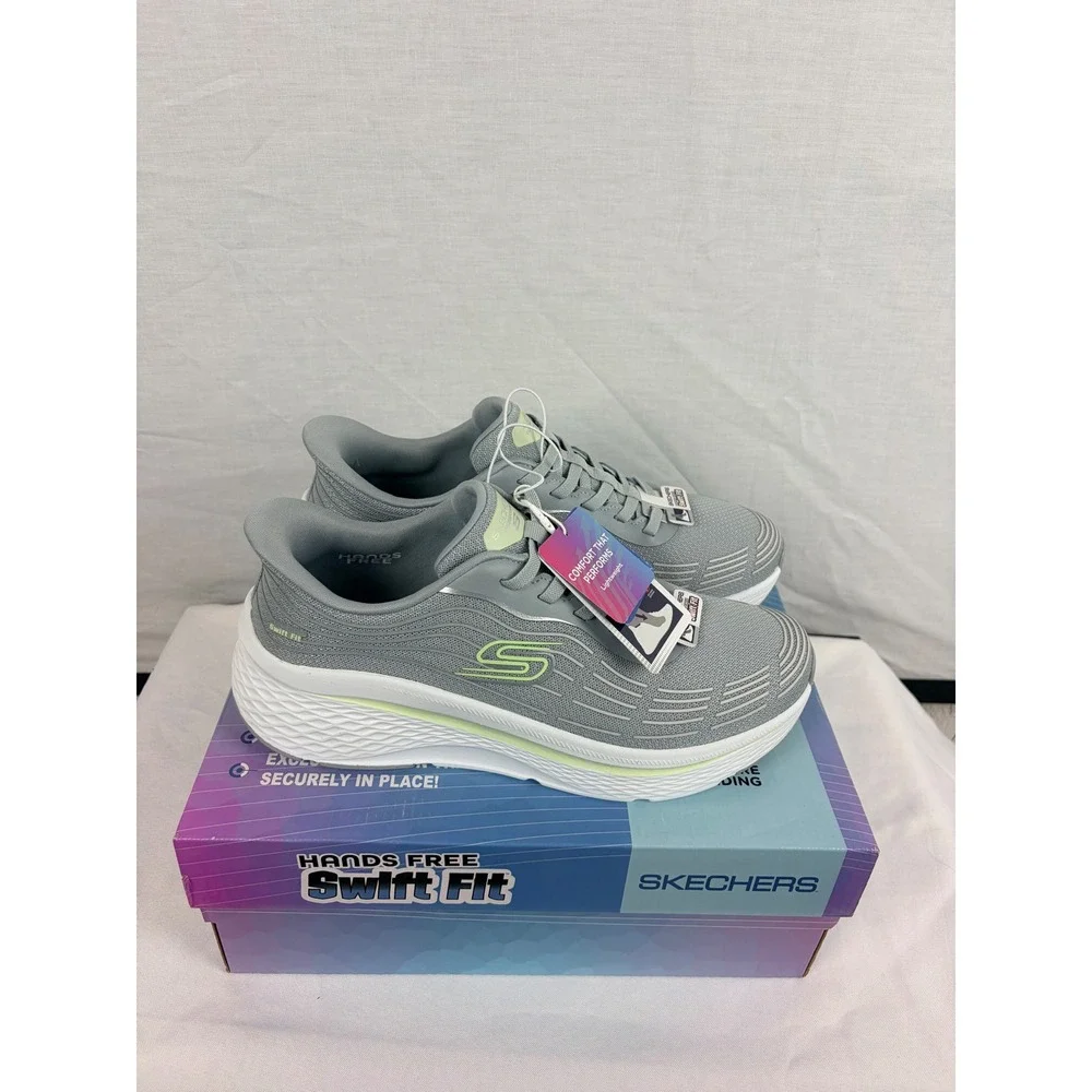 Skechers Hands Free‎ Swift Fit Womens Grey Lime Green Sneakers 178313G Size 9